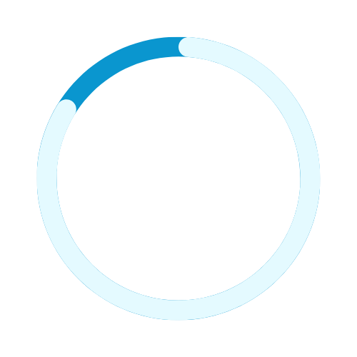 A circular progress indicator with a blue segment indicating progress, set against a black background.