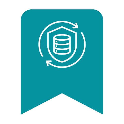 Icon of a database with circular arrows around it, representing data backup or synchronization.
