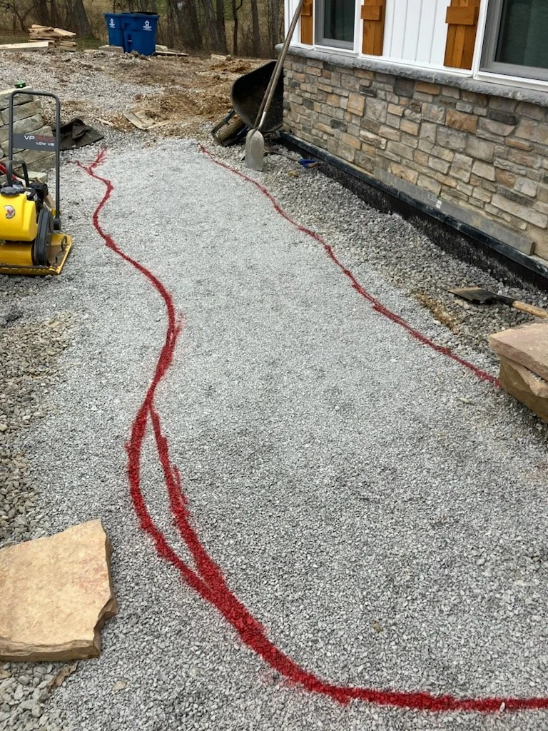 Laying out the Flagstone walkway