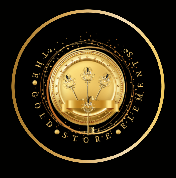 Gold logo with three crown-like symbols at the center, surrounded by circular text that reads 'S. I. N. E. N. G - The Gold Store & E.M.E.N.S', on a black background.