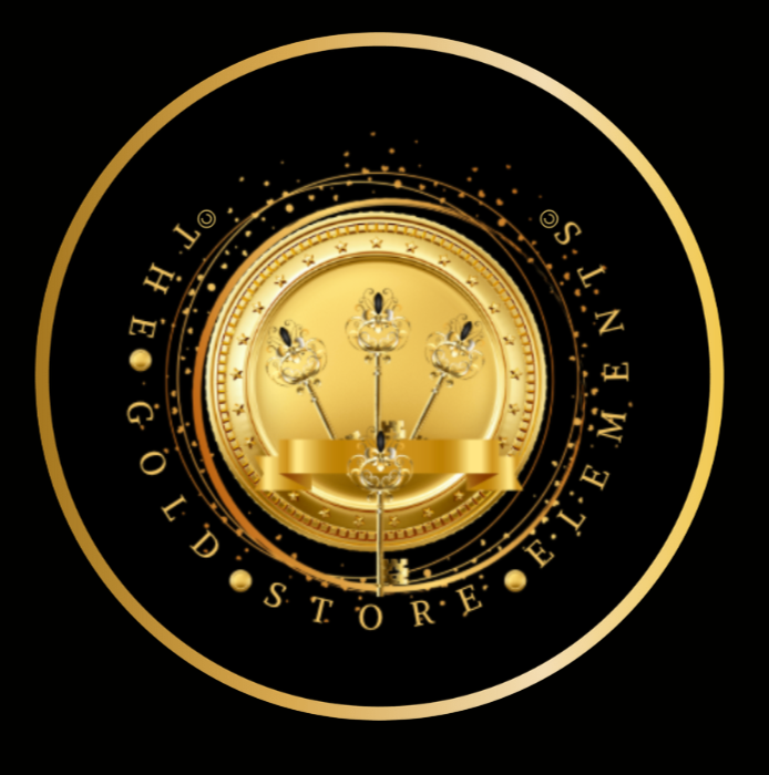 Gold and black logo featuring three crowns on sticks above a gold ribbon with a clock face design and the text 'The Gold Store, LLC' encircling it.