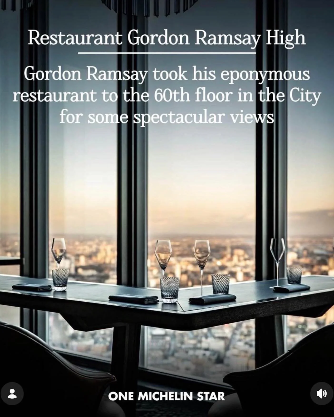 Sky-high standards, officially recognized. ⭐🏙️

Huge congratulations to the team at Restaurant Gordon Ramsay High for being newly awarded a Michelin Star in the 2026 Guide!

Located on the 60th floor of 22 Bishopsgate, this intimate 12-seat chef&rsq