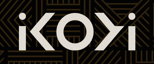 Stylized logo with the word 'iOyi' on a patterned black and gold background.