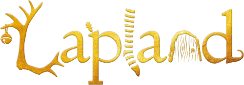 The word 'Lapland' in styled text with a golden reindeer antler and a vertical reindeer horn integrated into the design.