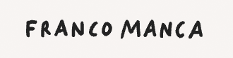 Text displaying "FRANCO MANCA" in black letters on a white background.