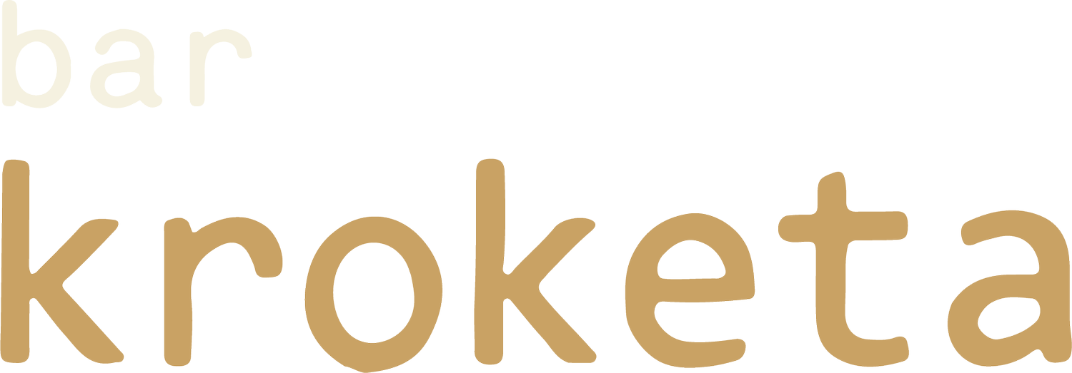 Stylized text with 'bar' in white and 'kroket' in beige on a transparent background.