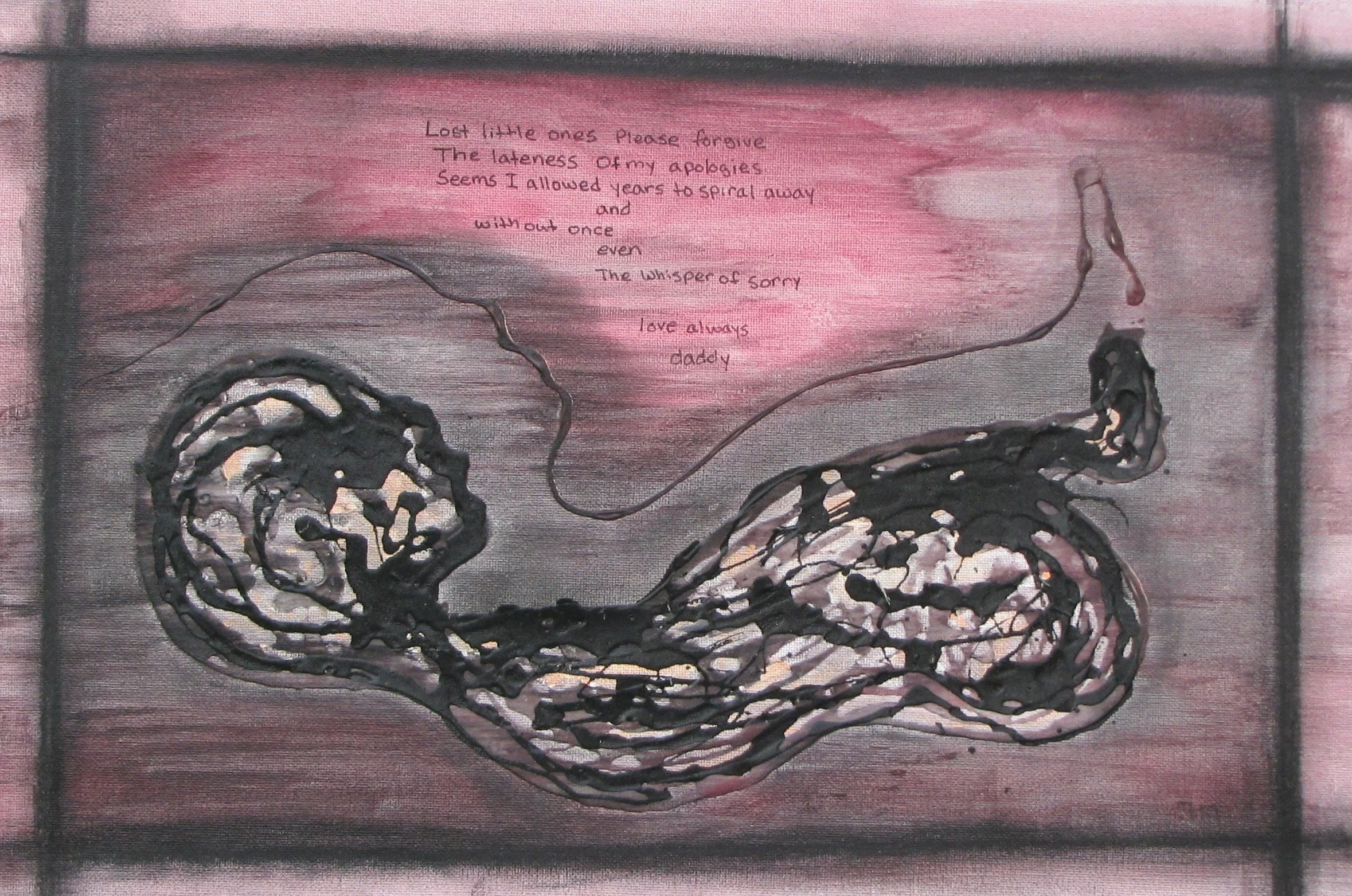 Lost little ones

mix medium on unstretched canvas 
10 x 15 inches