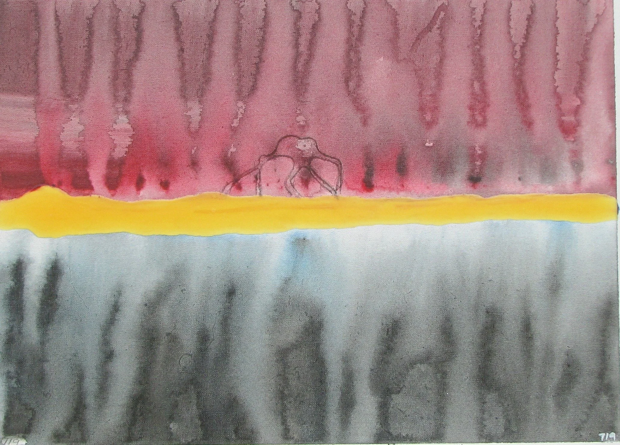 Spider rides the horizon

mix medium on unstretched canvas 
12 x 18 inches