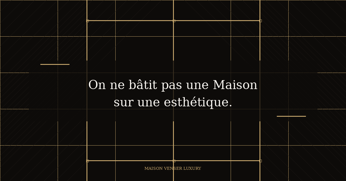 On ne bâtit pas une Maison sur une esthétique. On la bâtit sur une structure.
