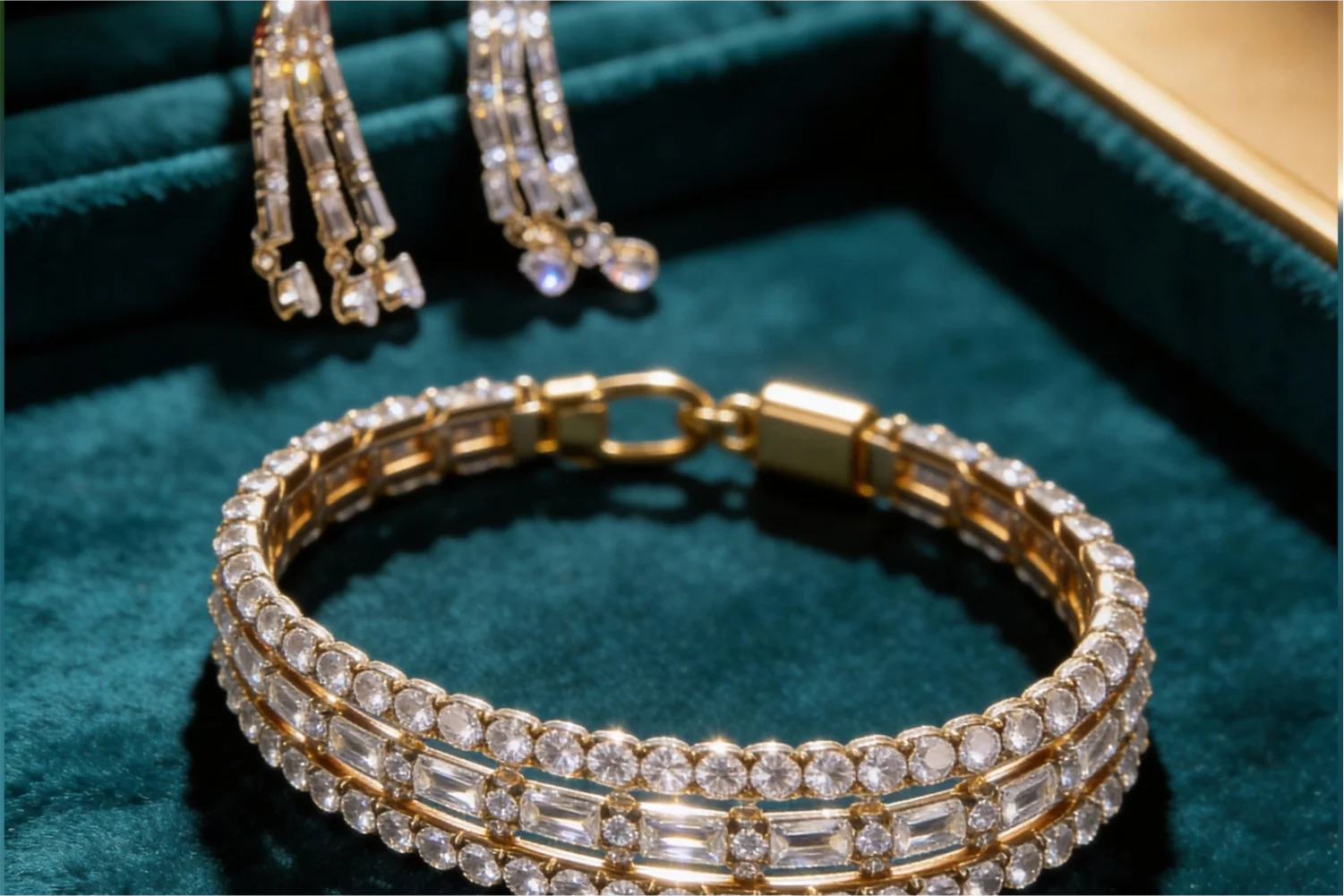 Ensemble Éclat Élégant: Bracelet et Boucles d'Oreilles