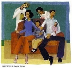 dibujo en el que se representa una familia con miembros de distinta edad