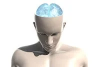 muñeco humanoide con la parte superior de la cabeza abierta mostrando nubes