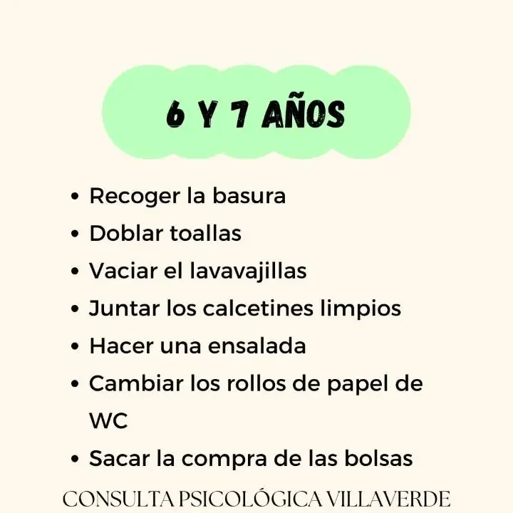 tareas que los niños pueden realizar con 6-7 años