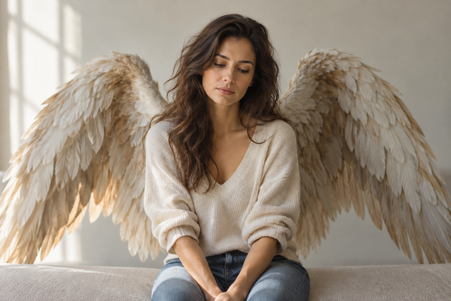 Mujer con grandes alas como símbolo de autoestima y crecimiento personal