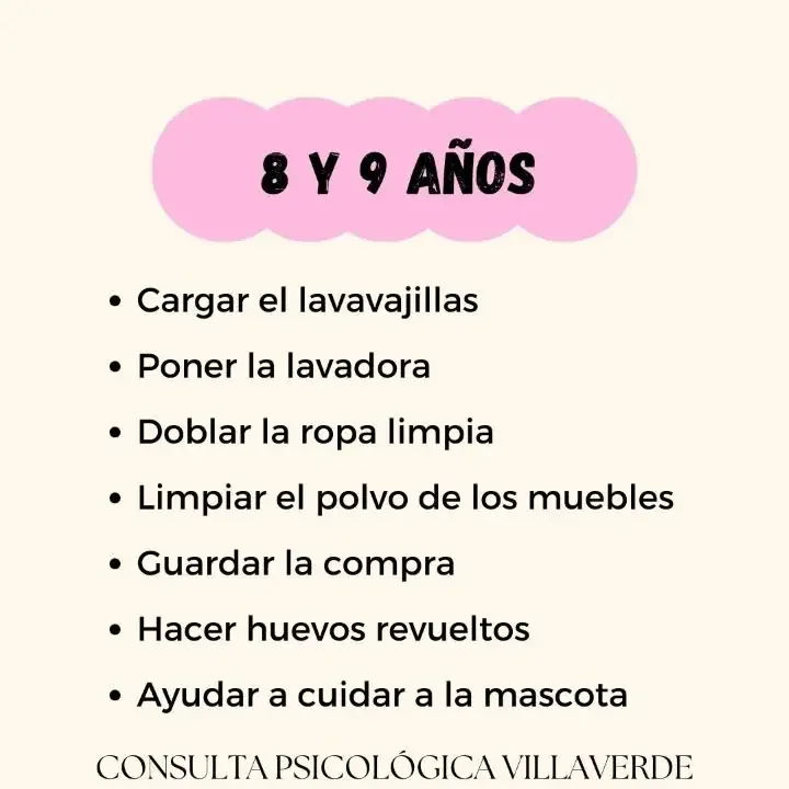 tareas que los niños pueden realizar con 8-9 años
