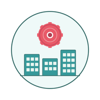 Icon of a pencil writing on a notepad with a blue outline on a circular background.