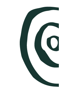 An abstract, stylized eye with concentric circles representing the iris and pupil