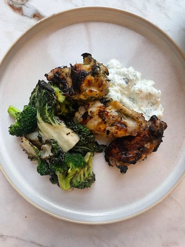 Grilled Lemon Garlic Wings with Tzatzikii