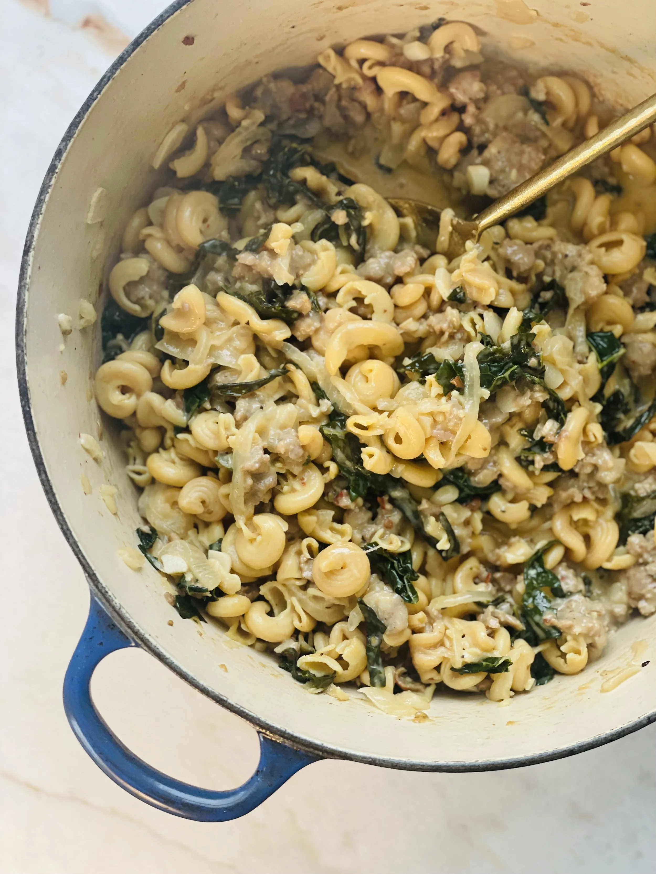 Creamy Feta &amp; Caramelized Onion Pasta