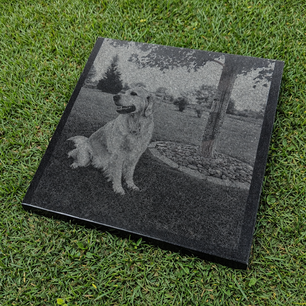 Personalized pet memorial garden stone designed for home gardens or memorial spaces
