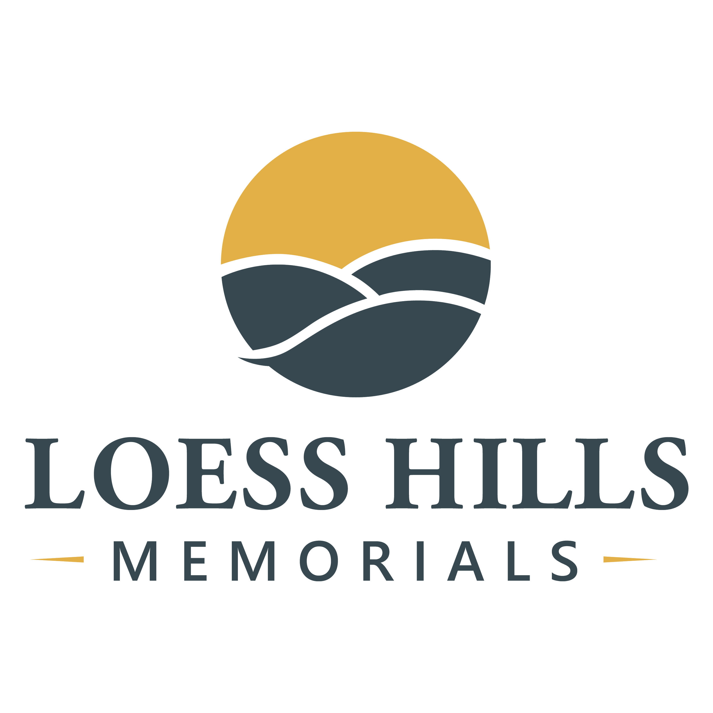 Loess Hills Memorials logo – family-owned monument company creating custom granite headstones and memorials in Western Iowa