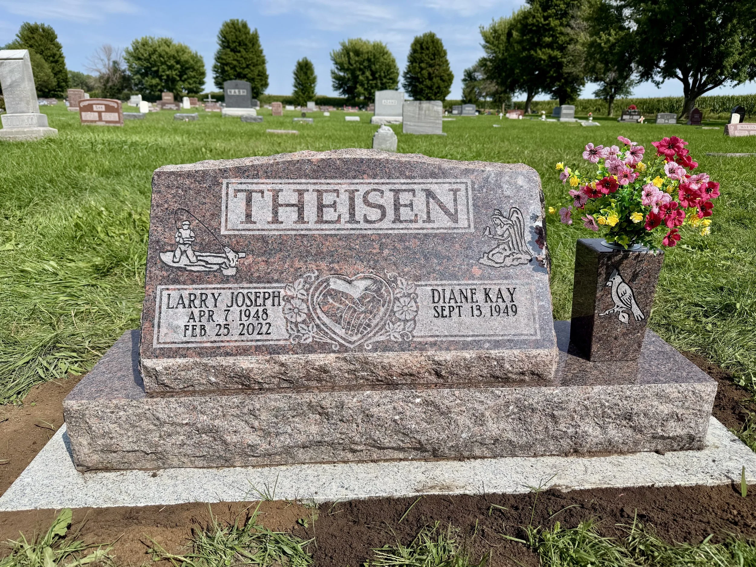 Granite Slant Headstone Crafted by Loess Hills Memorials