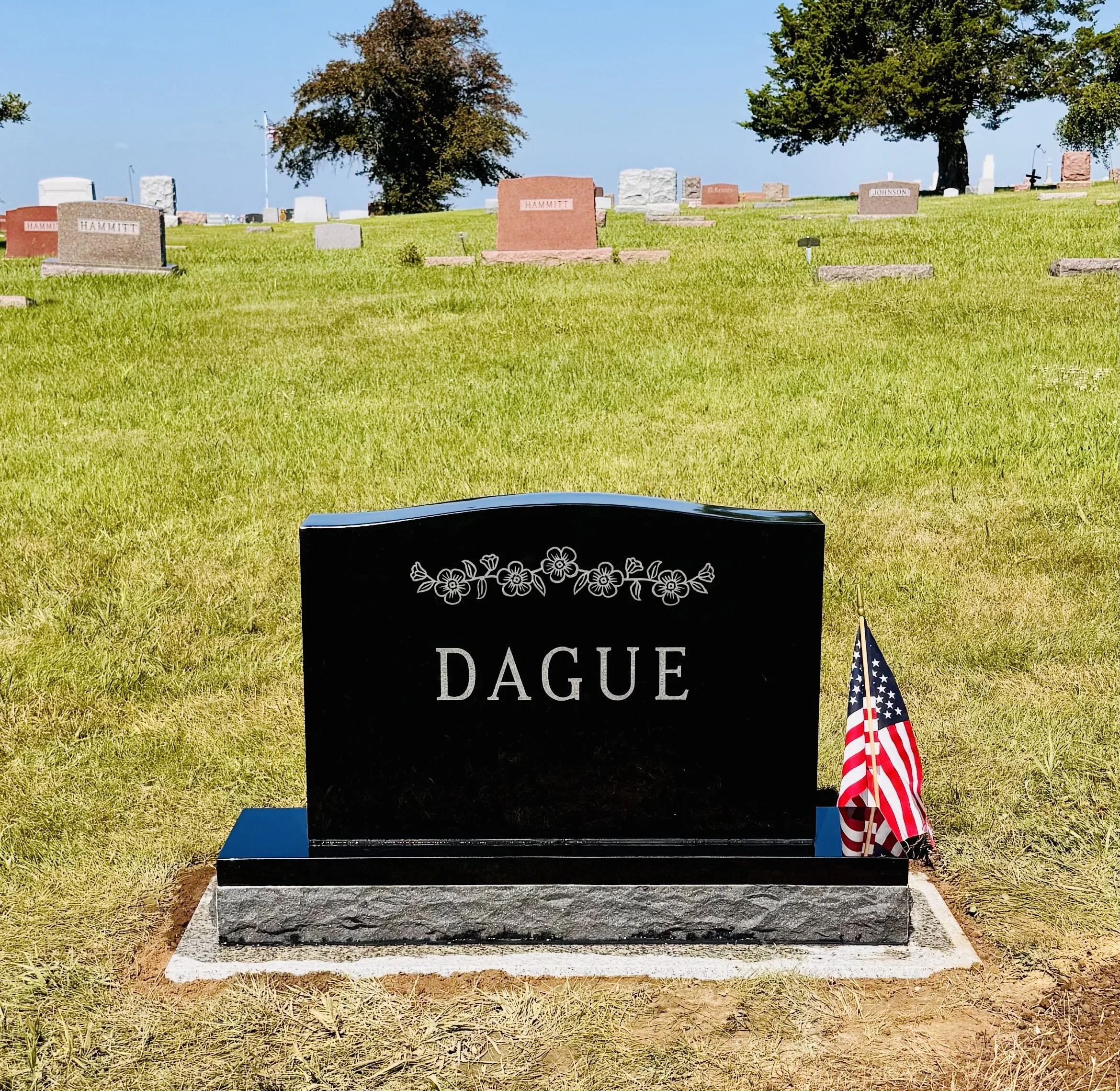 Black Granite Companion Upright Monument with Precision Laser Engraving 