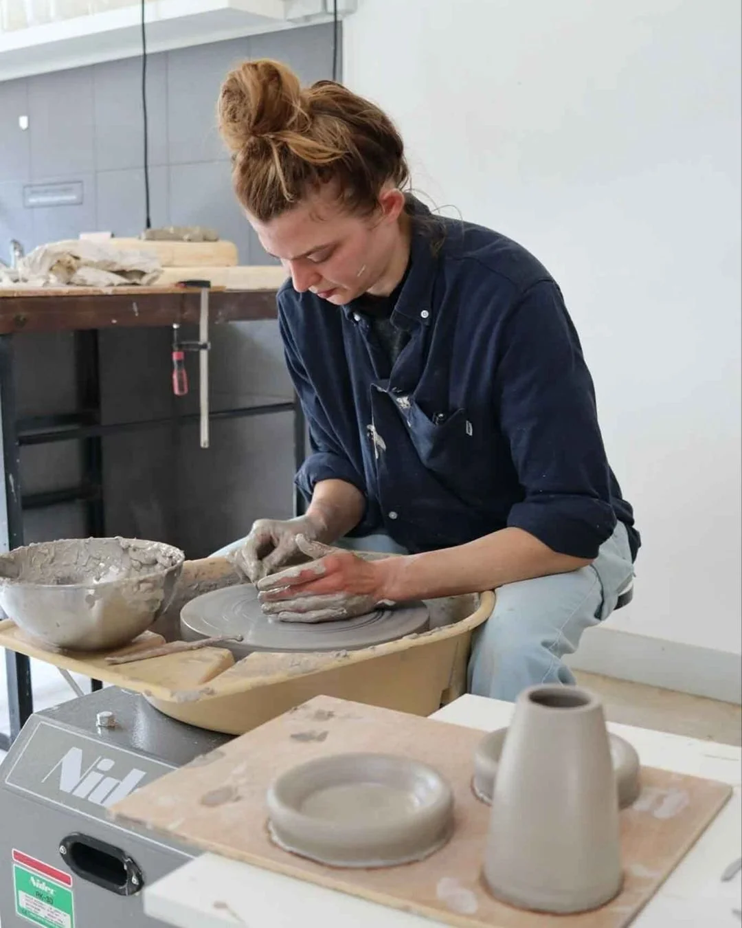 "I usually work in small series and begin at the wheel. It is the part of the process that affects my inner state the most. For many potters the wheel becomes a kind of moving meditation and I feel the same. It shows immediately whether I am pre