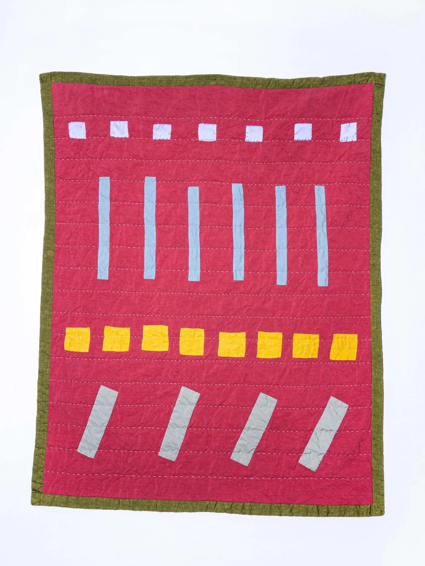 &Eacute;piphanie hand-sewn by Rapha&euml;lle Doineau in Brussels. Layers of pink, green, yellow, and purple create gentle colour relationships across the surface. It reflects Rapha&euml;lle&rsquo;s thoughtful approach to colour, composition, and the 