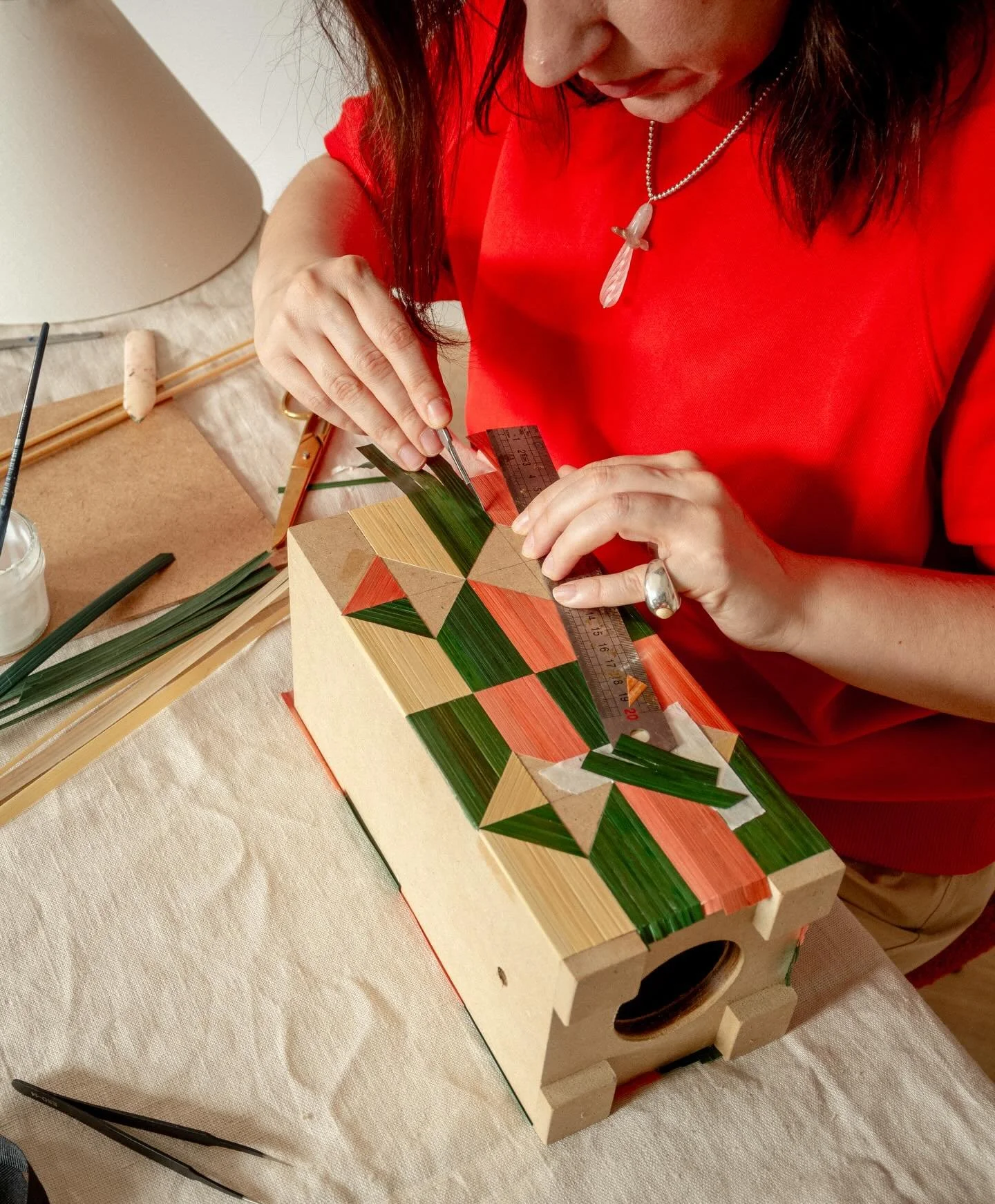 &ldquo;For me, the process is almost a form of mindfulness. It requires patience, repetition, and a lot of attention to very small details. Straw can be used in its natural colour, which has a beautiful buttery tone, or it can be dyed. Because it is 