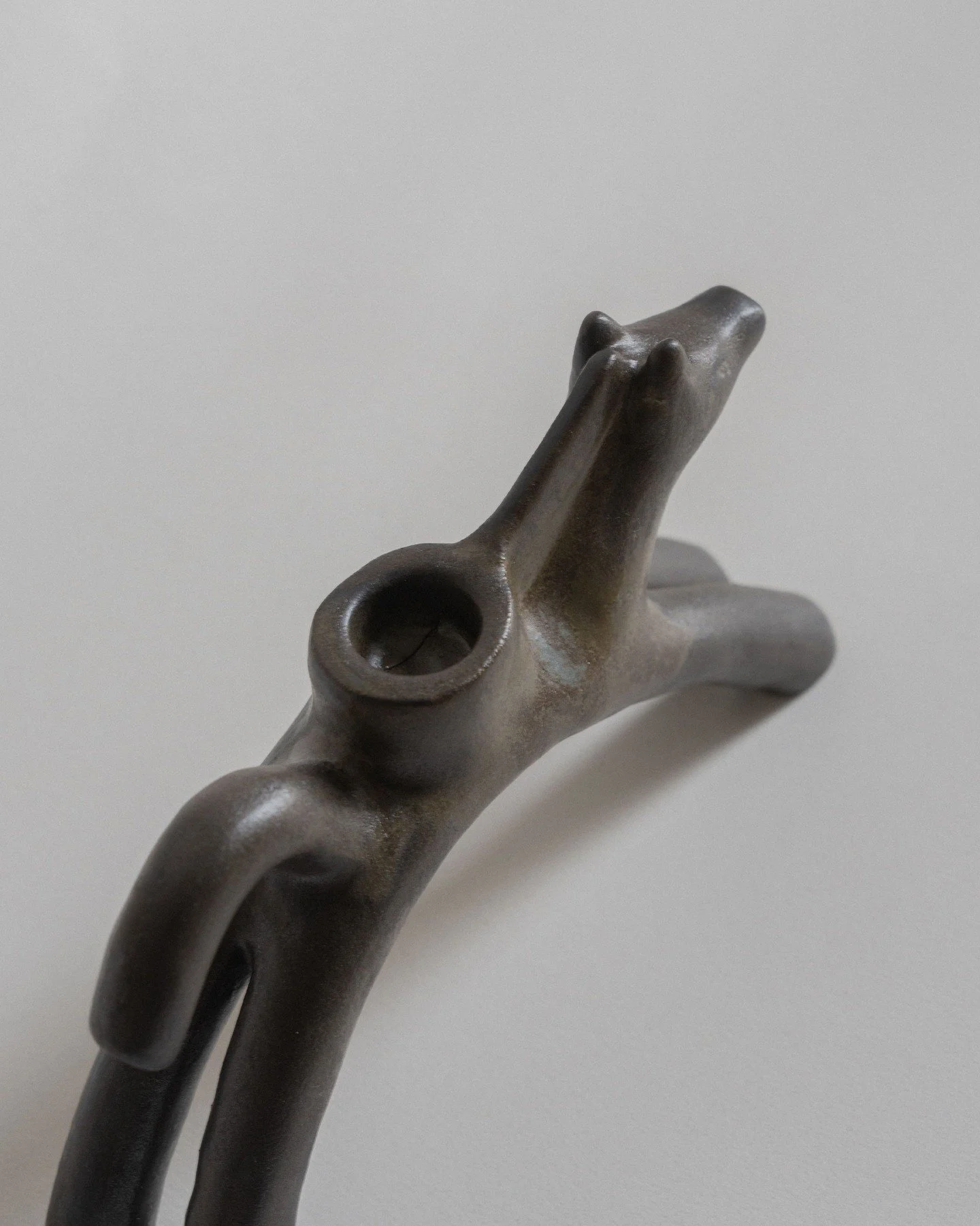 Caballo Negro

Handbuilt in toffee stoneware and finished with a black matte glaze, this sculptural piece is shaped by hand and fired at 1250&ordm;C. 
Each singular work carries its own provenance and the distinct voice of the crafter, reflecting a p