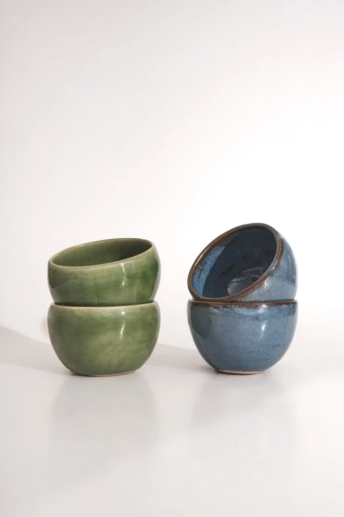 Glazed Stoneware Pinched Cups
