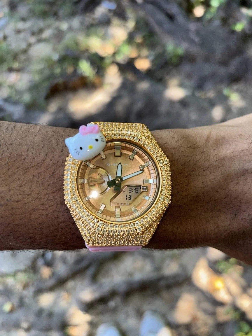 Rose Gold Hello Kitty G shock With VVS Moissanite gold plated