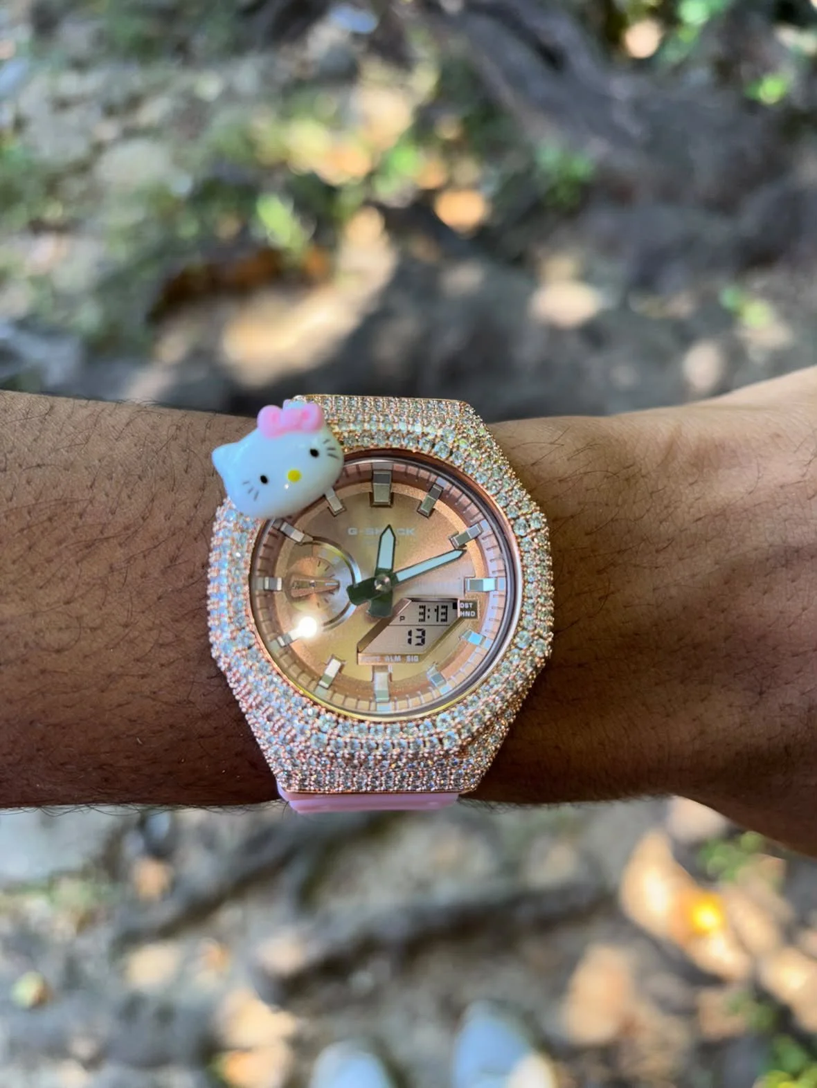 Rose Gold Hello Kitty G shock With VVS Moissanite Rose gold plated