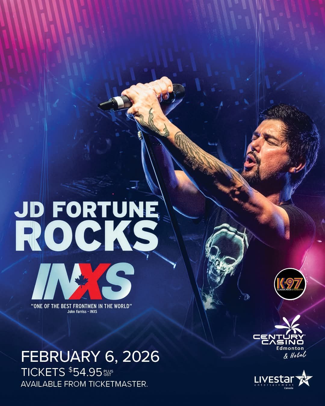 JD Fortune rocks INXS at Century Casino Edmonton February 6, 2026