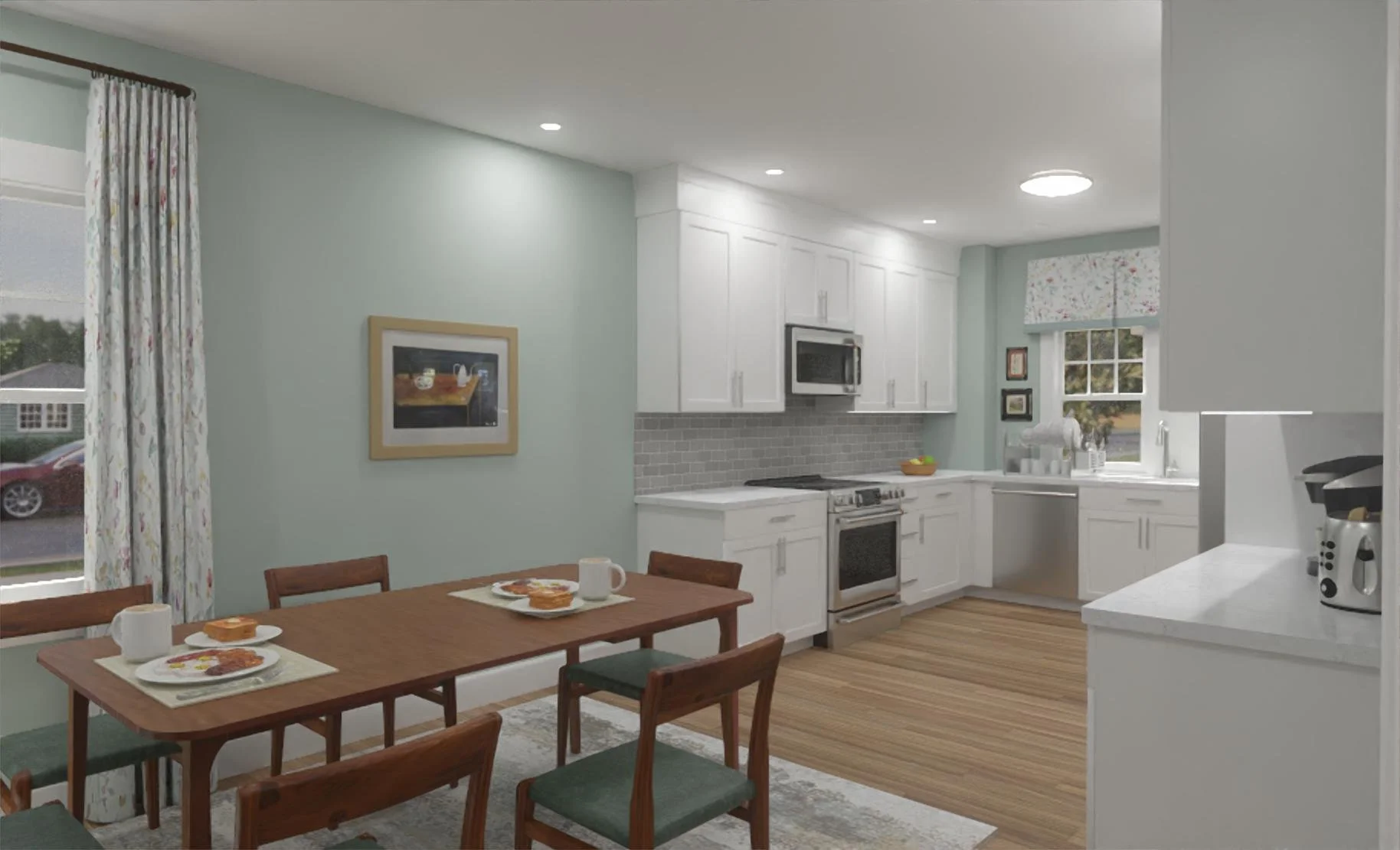 3D Render  Dining Room Renovation with Range Run In Arlington