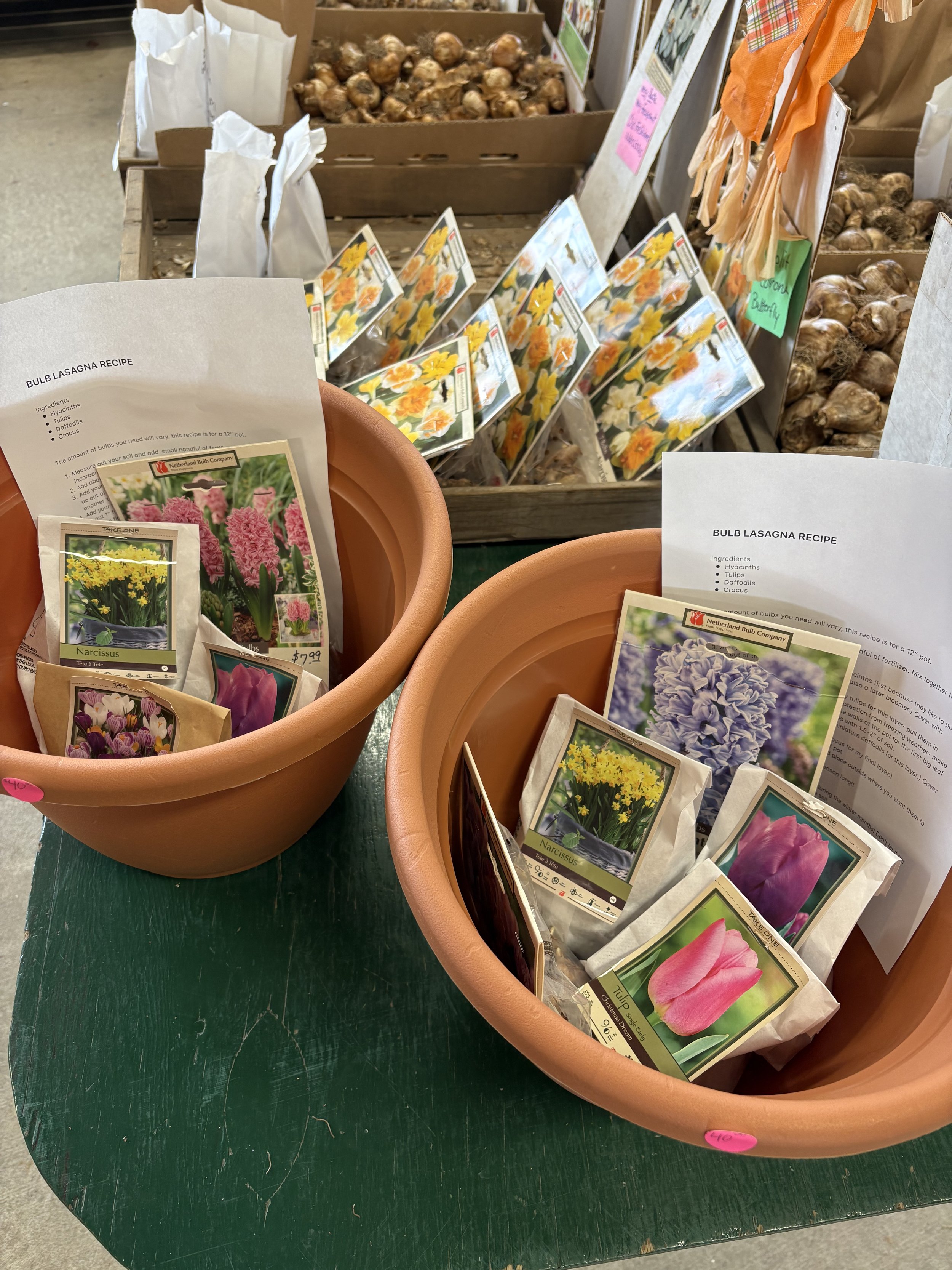 Pots with seeds and a recipe card