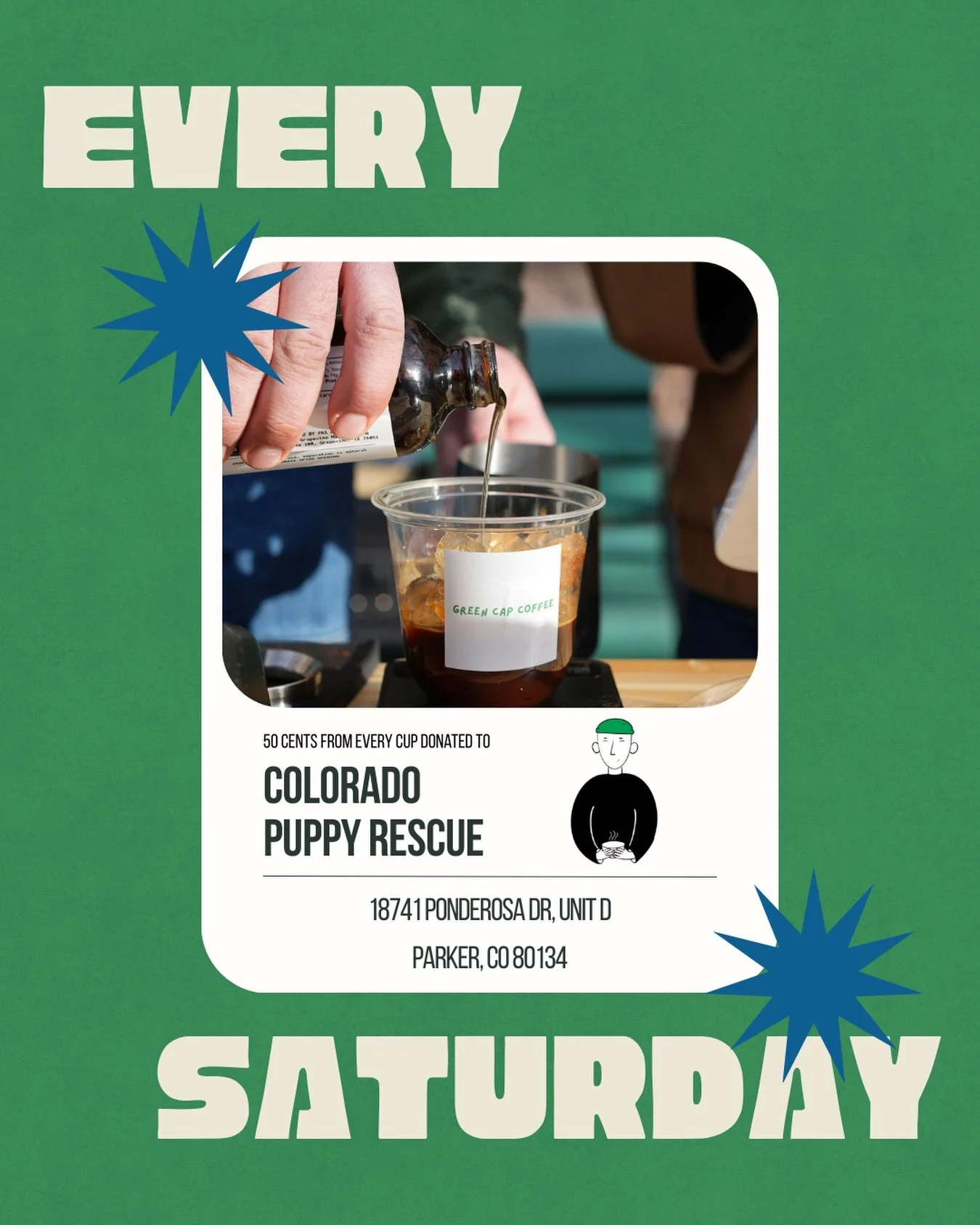 Every Saturday we will be with the Colorado Puppy rescue for their adoption events! 

Come hang, get a coffee, and meet some puppies! ☕️🐾

50 cents from every cup will be donated to the Colorado Puppy Rescue.

📸: @photosbyk.co