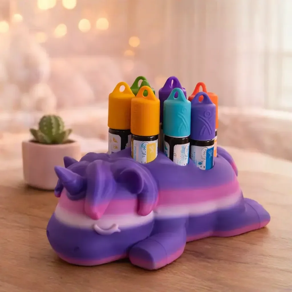 DreamCradle doTERRA Kids Kit Ölhalter Einhorn mit allen 7 Roll-ons – 3D-gedruckt in Bayern