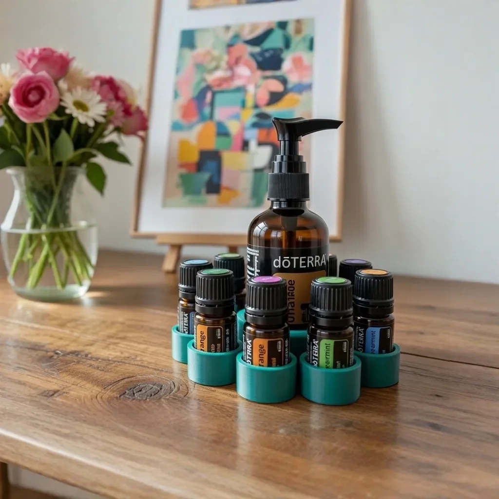 LotusCradle grüner doTERRA Ölhalter Ring-Design mit 5ml Fläschchen – 3D-gedruckt in Bayern