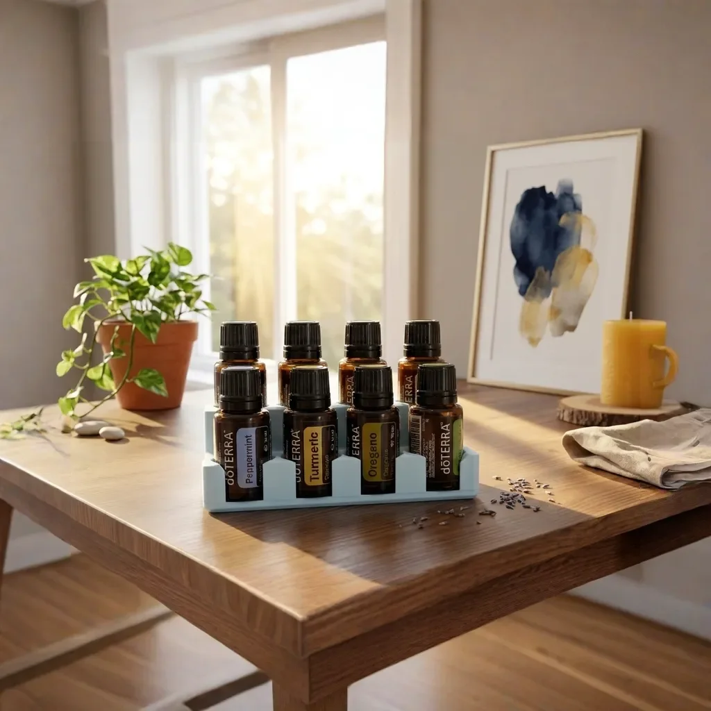 TranquilNest 3D-gedruckter doTERRA Organizer für 8 x 15ml Fläschchen im Sonnenlicht – aus Bayern