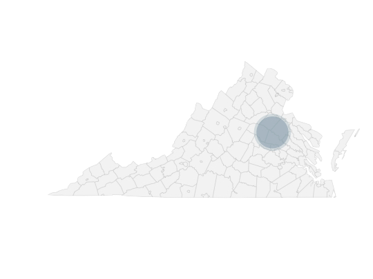 R&W Homes service area map - Central Virginia custom home builder
