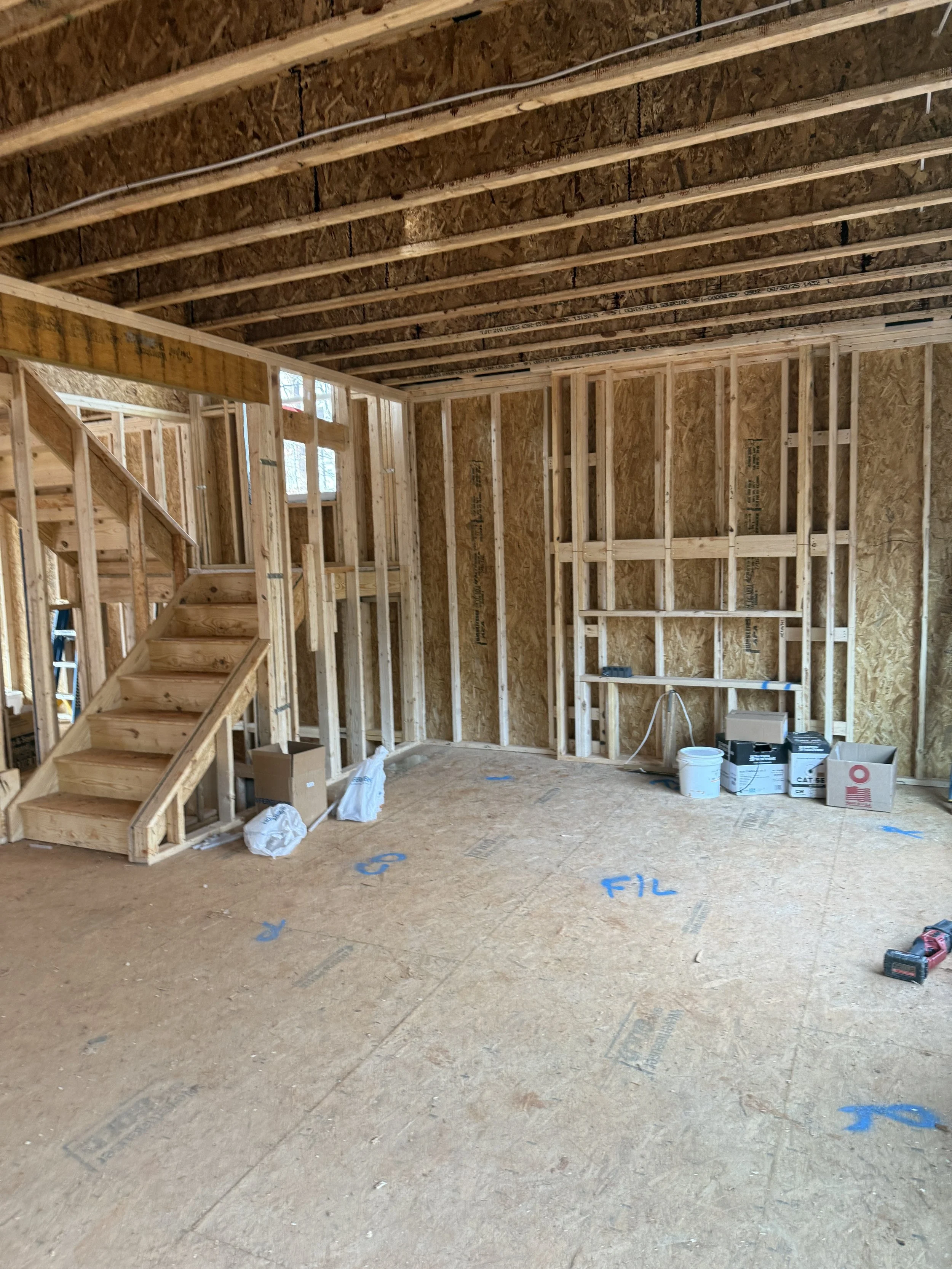 Under Construction - Mason Model - custom home under roof framing at 10625 Plank Road, Spotsylvania, VA