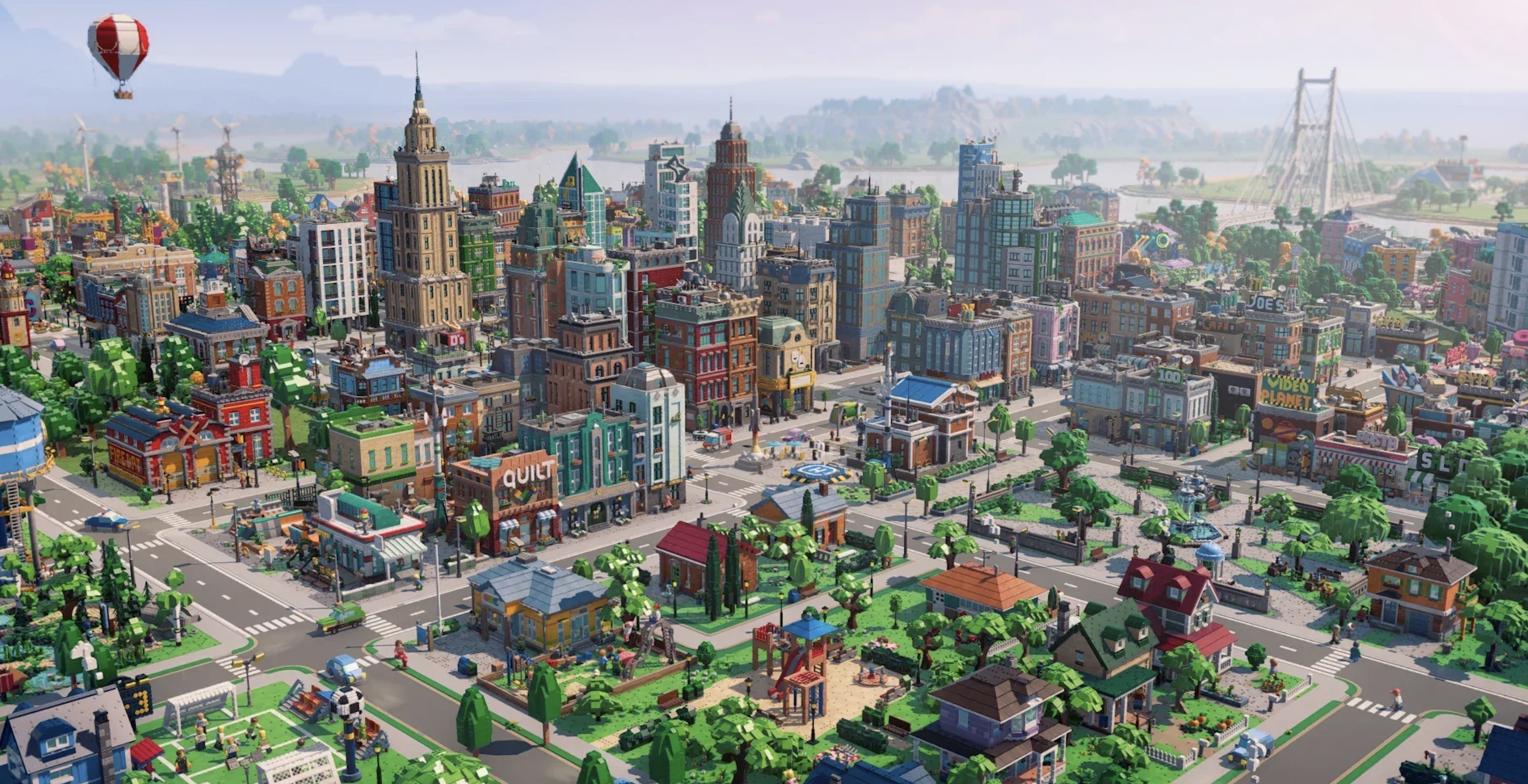 LEGO Skylines cozy city-building gameplay with a customizable LEGO city