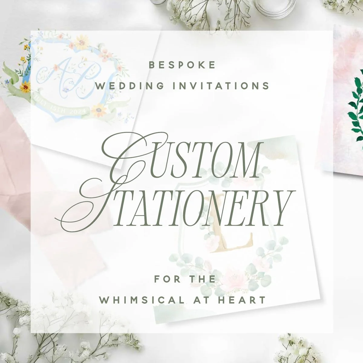 Custom stationery for the whimsical at heart.

From the very first save the date to the finishing touches on your day-of paper, we design cohesive wedding stationery that brings your vision to life.

Our services include:
✨ Save the Dates
💌 Invitati