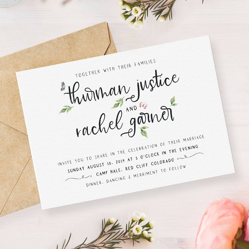 A little playful, a little romantic 🍃

Handwritten fonts bring an effortless, whimsical charm&mdash;perfectly paired with soft watercolor leaves and the sweetest butterfly details. It&rsquo;s the kind of suite that feels as lighthearted as the celeb