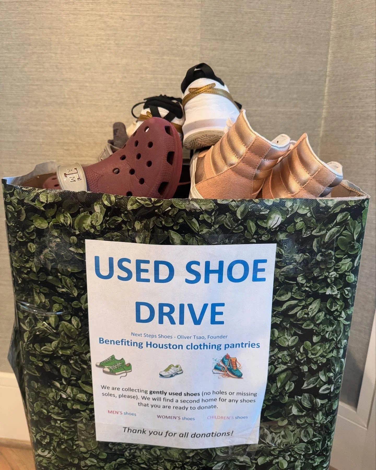 @sthcatholic is teaching goodness, discipline, and knowledge. Earlier in February, Next Step Shoes partnered with Project Ambassador, Matthew Chung, and St. Thomas High School to collect 50 pairs of shoes for Houstonians in need! Thank you, Eagles! Y
