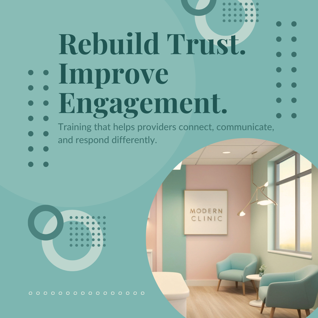 Healthcare waiting room with chairs and soft natural light, representing patient-centered care and improved provider engagement.