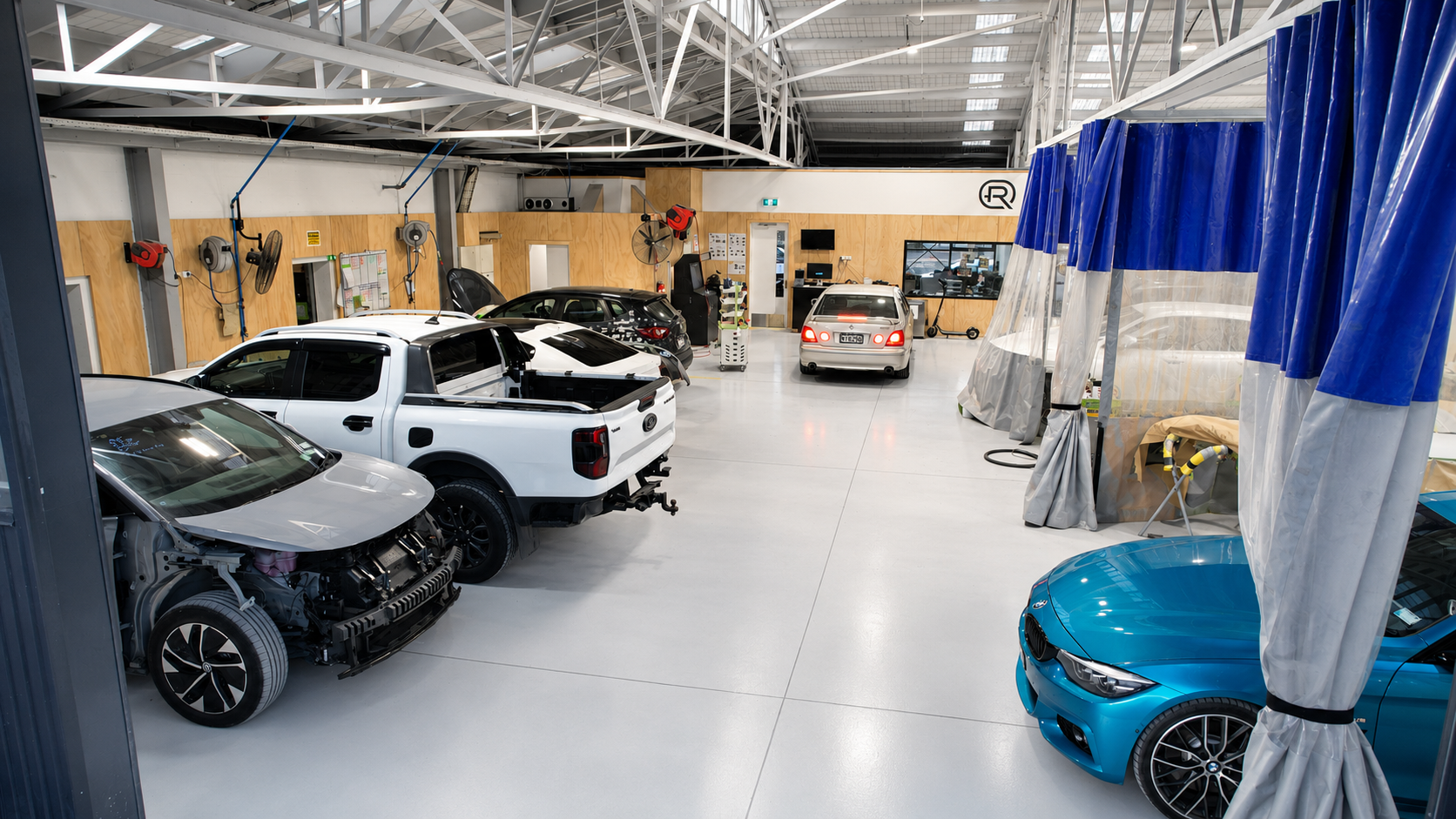 Wide commercial interior photograph of the Rosiez Sydenham workshop
