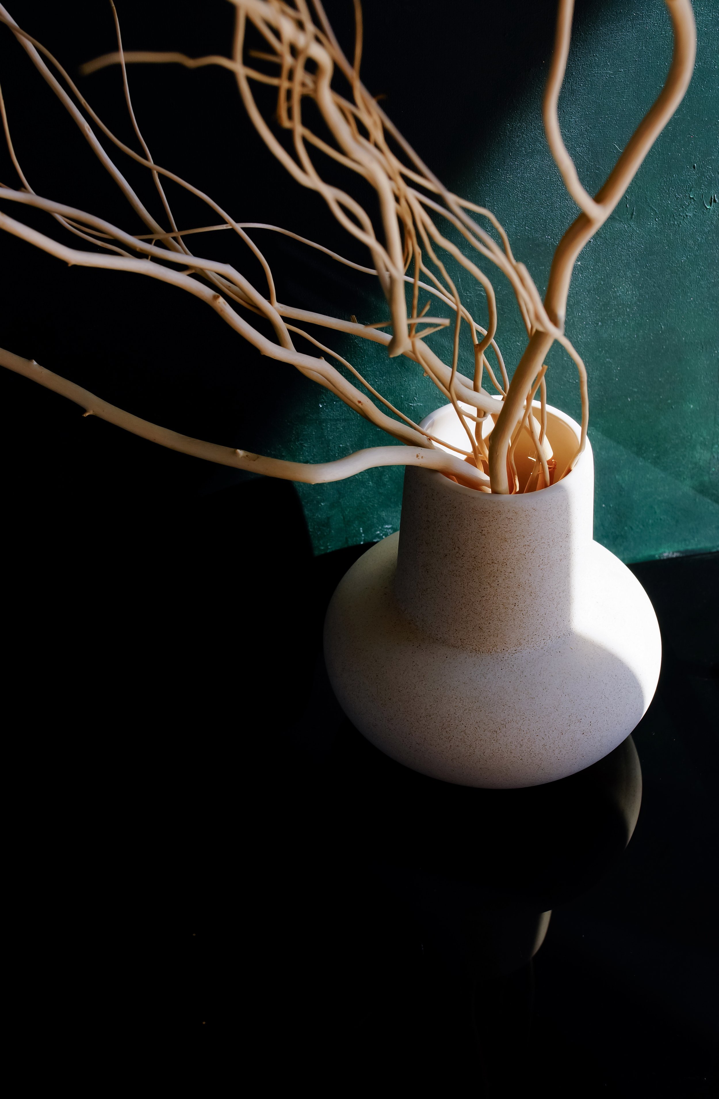White vase with twisted dried branches against a dark background. Newsletter subscription for Jade Partners, a boutique advisory firm, providing a psychology-based approach to exit planning, growth, and value optimization through the full M&A process